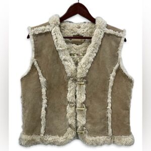 Vintage Wilson's Leather Genuine Leather & Faux Fur Lined Suede Vest size L EUC